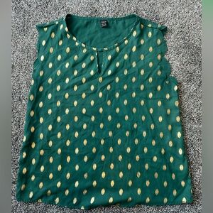 Green Dress with Gold Polka Dots
